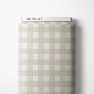 Gingham Cream Linen Tela Semi Impermeable