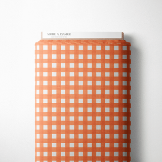 Gingham Orange Linen Mantel Semi Impermeable