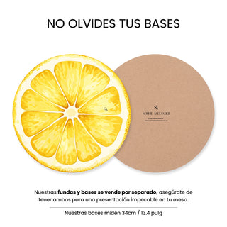 Lemon Slices Fundas de Bajaplatos Semi Impermeable