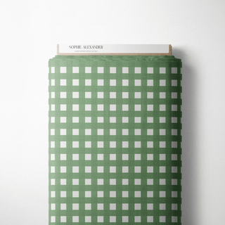 Gingham Green Linen Mantel Semi Impermeable