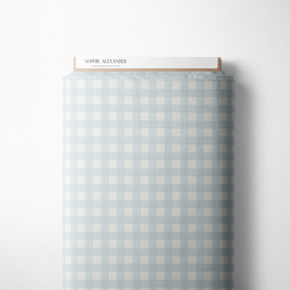 Gingham Baby Blue Linen Mantel Semi Impermeable