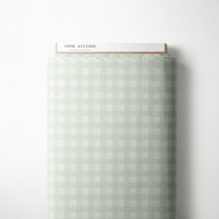 Gingham Soft Green Linen Mantel Semi Impermeable