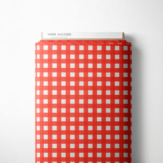 Gingham Scarlet Linen Mantel Semi Impermeable