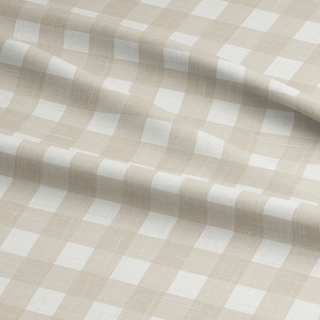 Gingham Cream Linen Tela Semi Impermeable